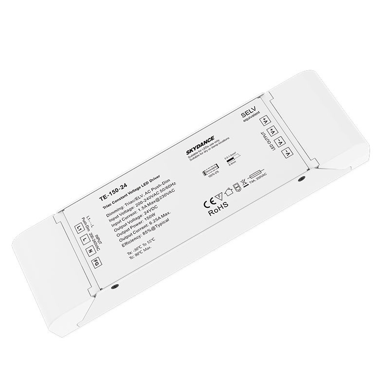 220V Input Voltage 24V 150W Triac Dimmable LED Driver TE-150-24